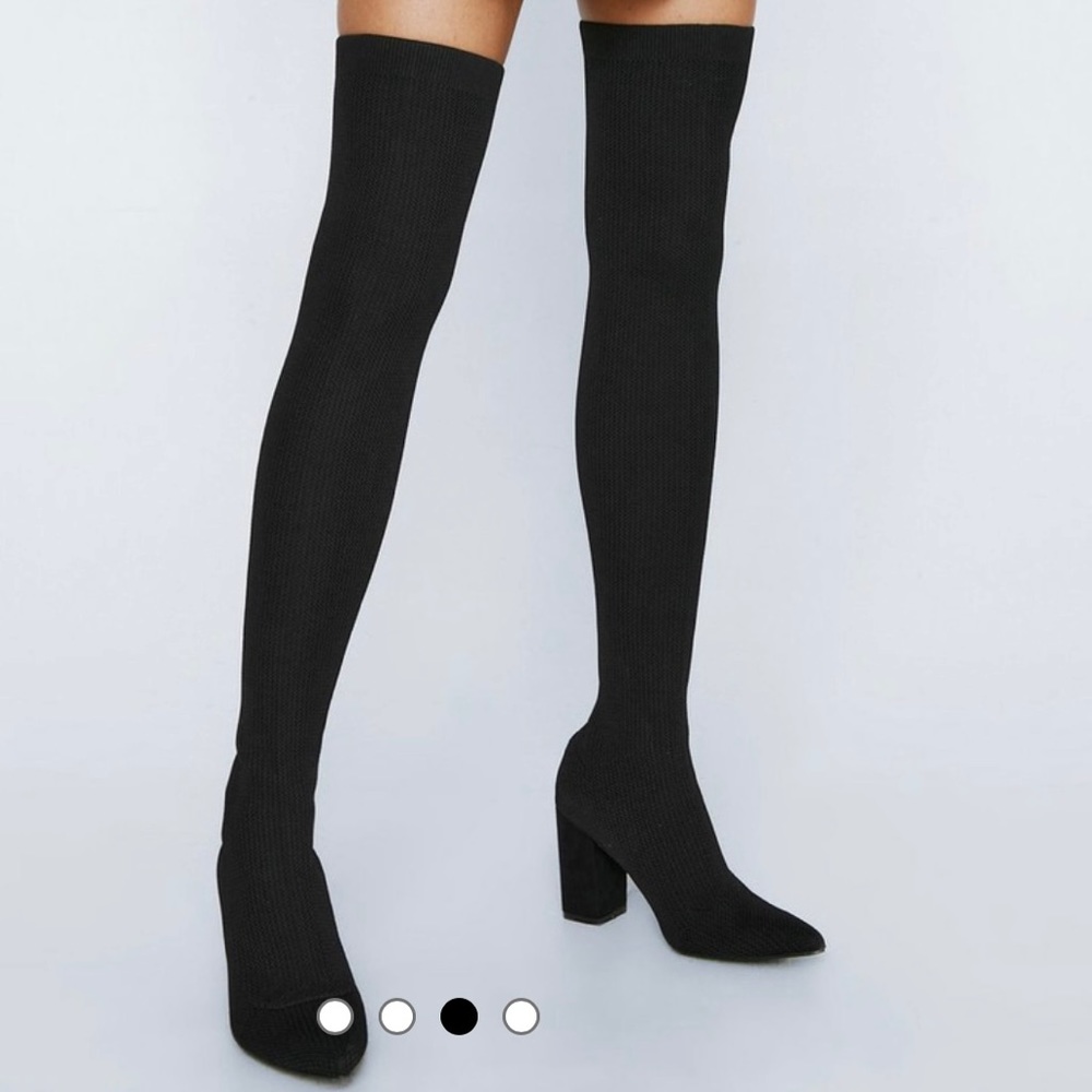 Knit Over The Knee Block Heel Boots